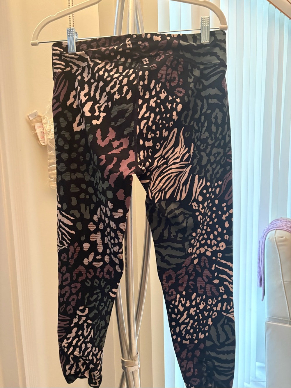 Calvin Klein Black Leggings with Pink and Green Animal Print